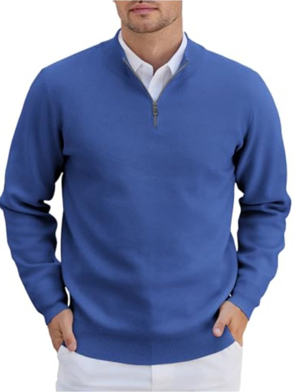 Men's Quarter Zip Pullover Sweater Lightweight Knit Casual Long Sleeve